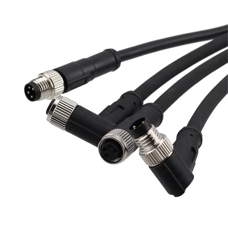 M8 2/3 Pin Straight Angled Male Female Overmolded Plug With Shielded Unshielded Pvc Pur Cable 1/2/5 Meter Connector