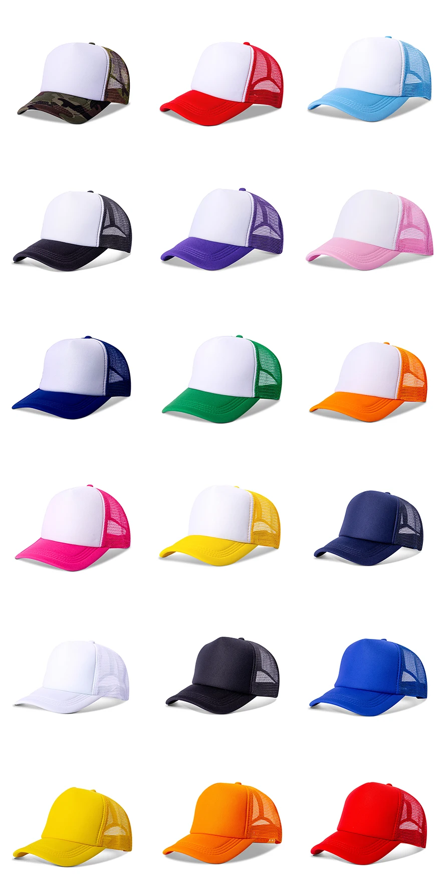 Custom Mesh Unisex Embroidery Mesh Hat Colorful Foam Mesh Baseball Cap