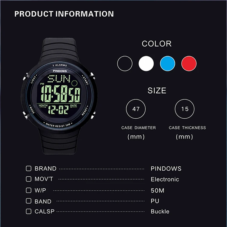 PASNEW Watch LED Sports Waterproof Student Simple India | Ubuy