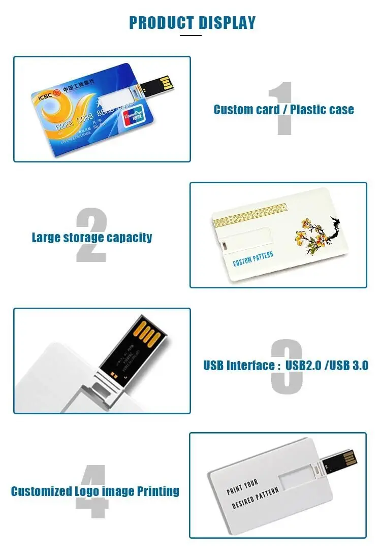 Free Sample Credit Card Memory Stick Custom Logo Business Card USB Flash Drive USB Card