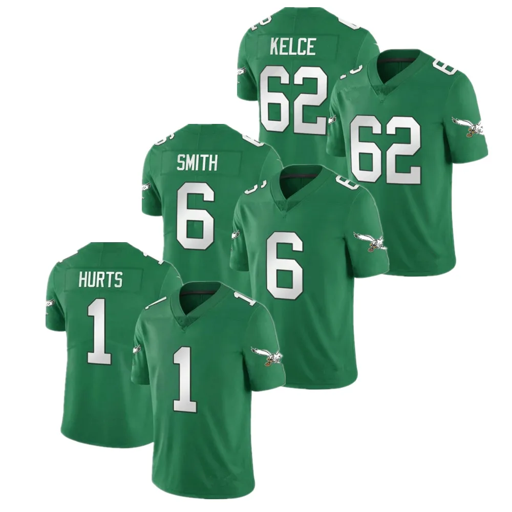 Мужская футболка Philadelphia Eagle #1 Jalen huren 6 DeVonta Smith 62 Jason Kelce белая/зеленая с ограниченной