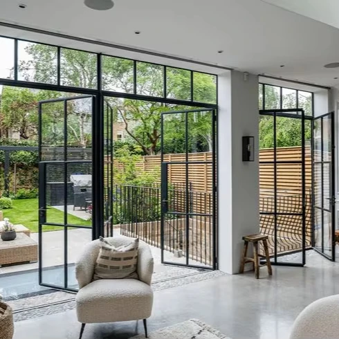 French Style Interior Steel Framed Glass Barn Door Sliding Door with Hardware System