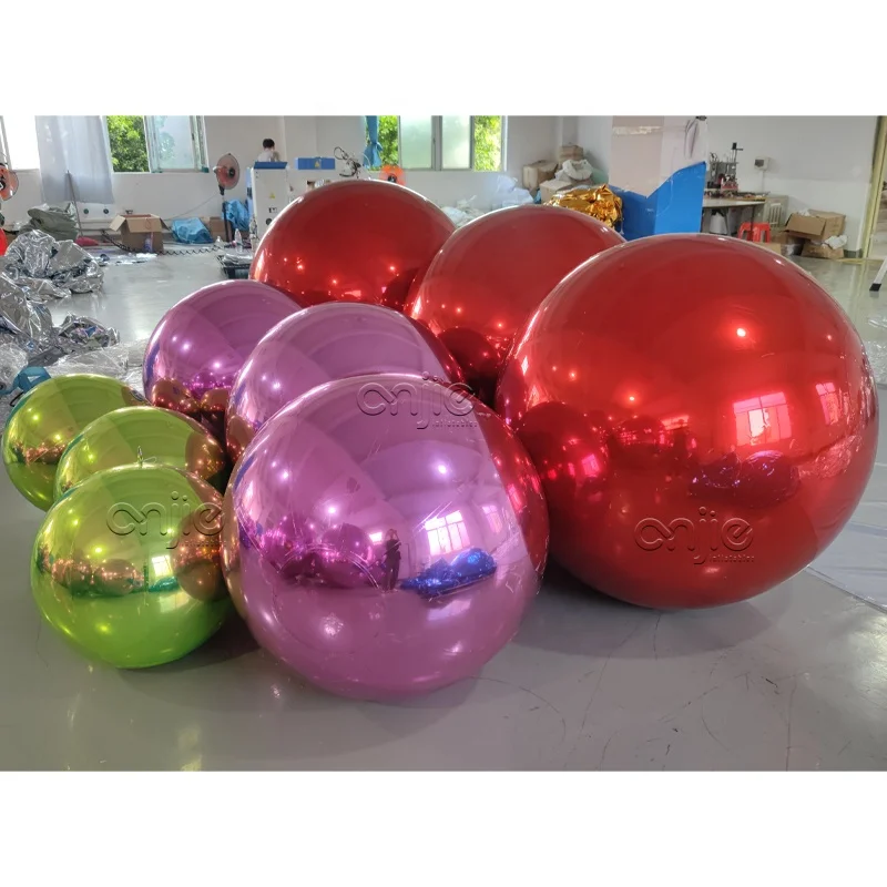 Anjie Floating Reflective Ball PVC Inflatable Large Mirror Balls Shiny Mirror Sphere pink Disco Flash Night-club Mirror Ball