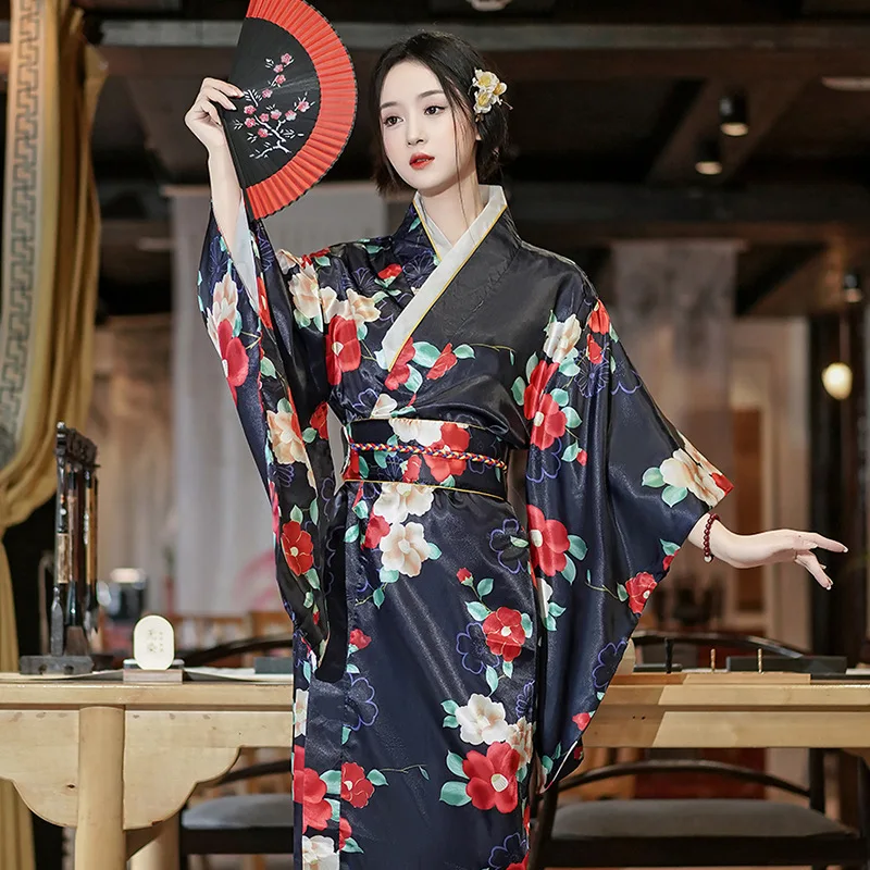 Japanese Traditional Yukata Kimono with Obi - Vintage Women's Evening Dress  & Cosplay Costume for Stage Shows