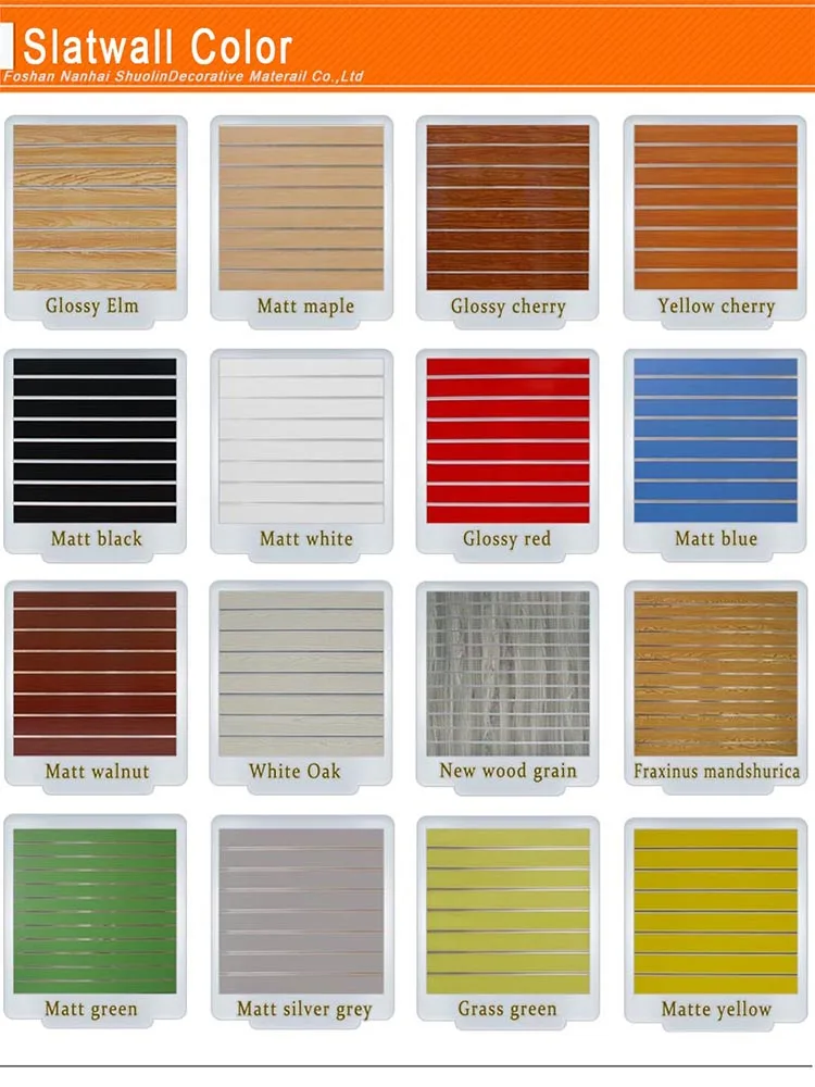 Wood Grain 15mm 18mm Pvc Slat Wall / Garage Slatwall Store Slatwall Mdf
