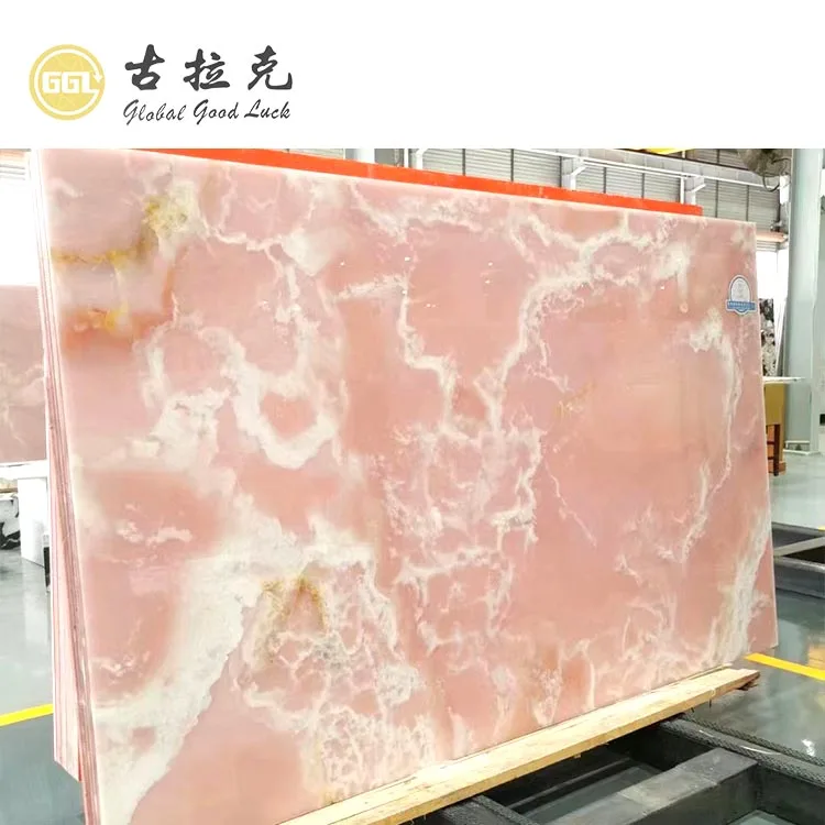 Pink Onyx Natural Marble Custom Size Slab for Panel Backsplash Countertop supplier