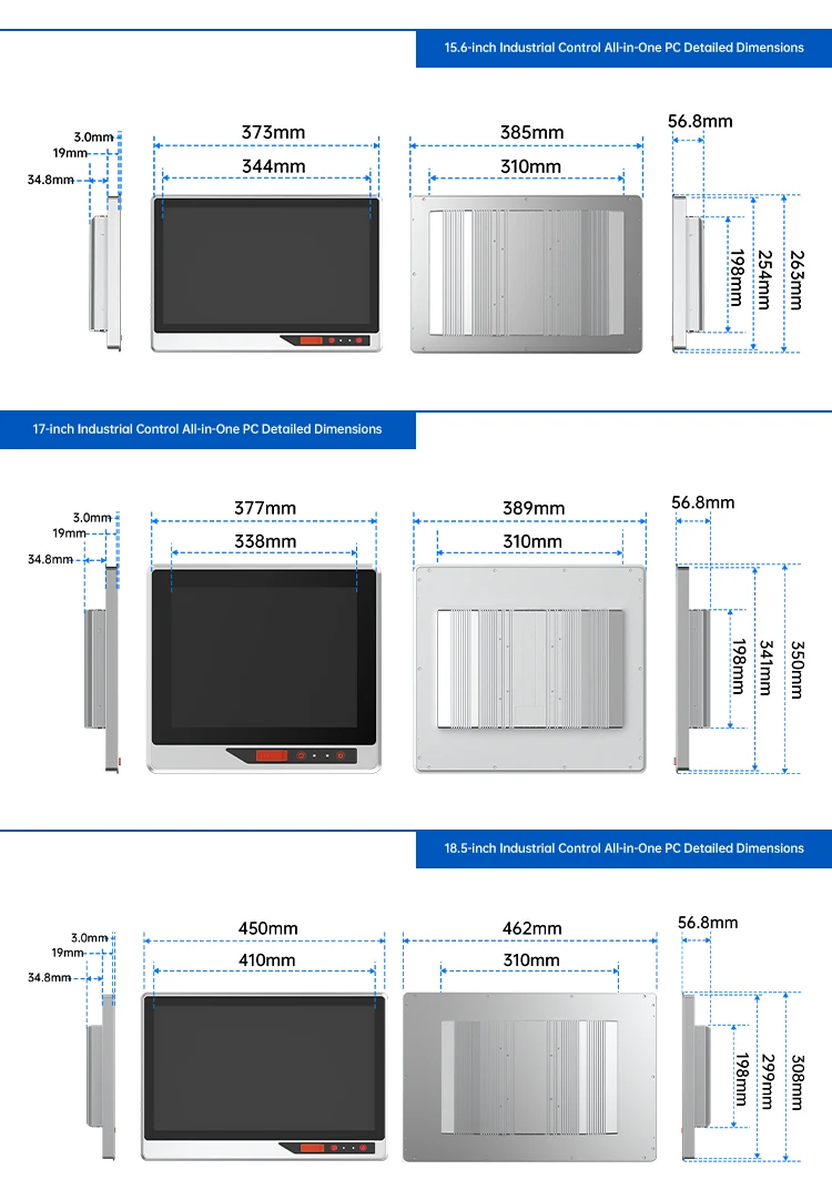 All-in-One Industrial Control Machine 10.4-21.5 Inch Industrial Embedded Capacitive Touch Screen USB Front Industrial Computer