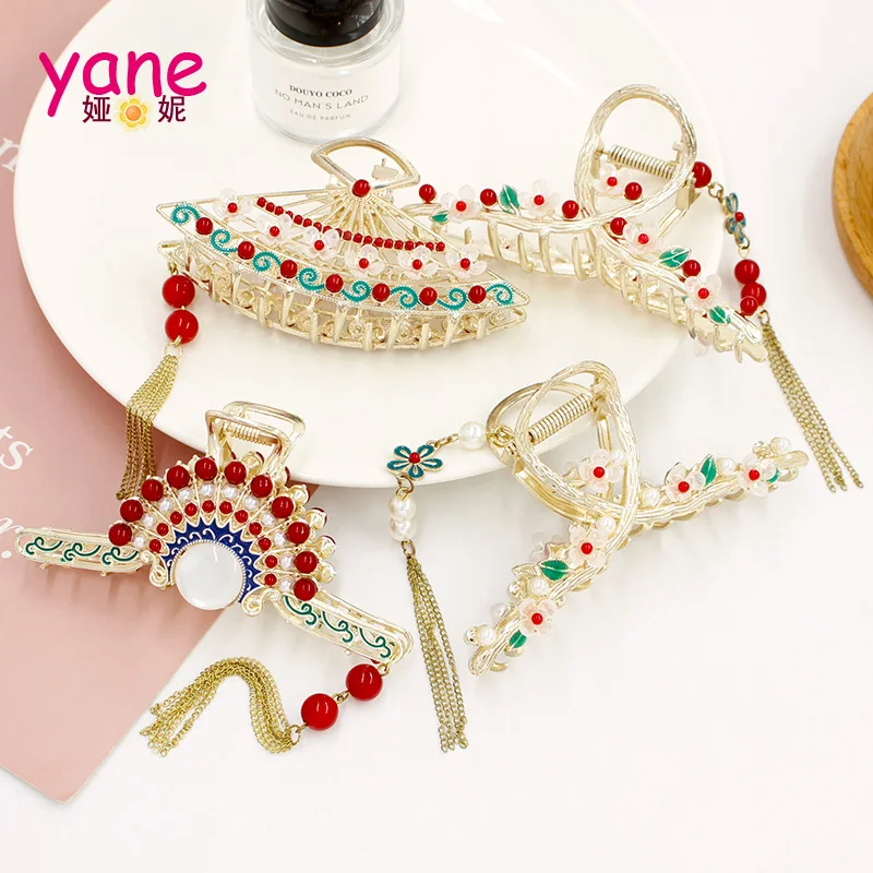 Shop Our China-Chic Hair Accessories - Fan and Pearl Claw Clips