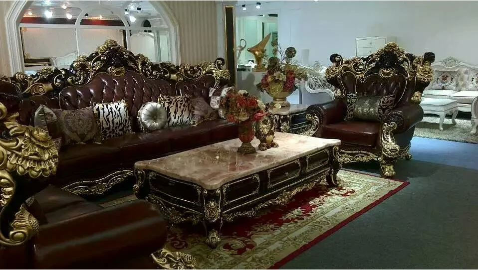 Европейский американский классический итальянский из натуральной кожи оригинальный деревянный коричневый цвет набор секционных диванов для