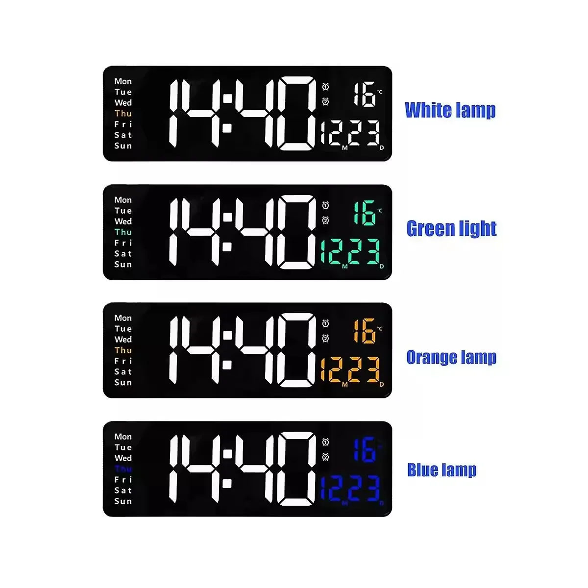Excellent Quality 13 Inches Big Size Digital Wall Clock Remote Control Wall LED Clock With Temperature Calendar