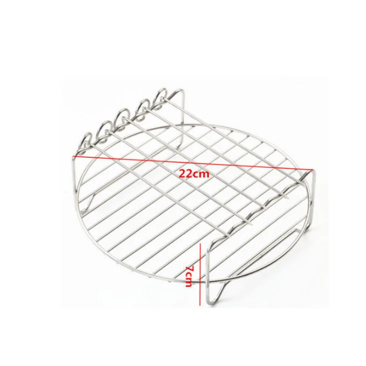 Air Fryer Basket Round Shelf Rack Multi Cooker 17.8cm 7 Stainless