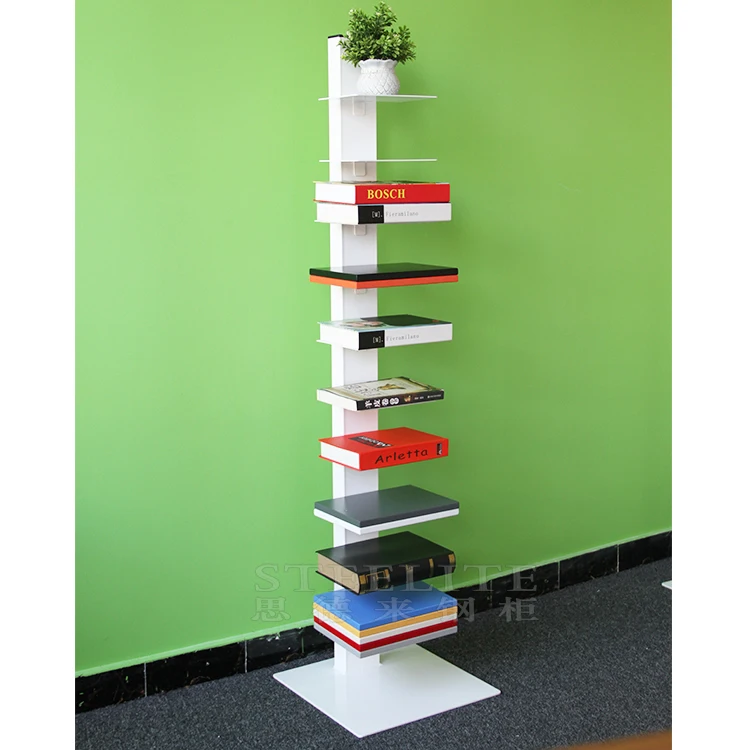 Torre de libros invisibles de metal de 7 niveles, estantería de columna  vertebral resistente, estante de almacenamiento de pie para libros, bandeja