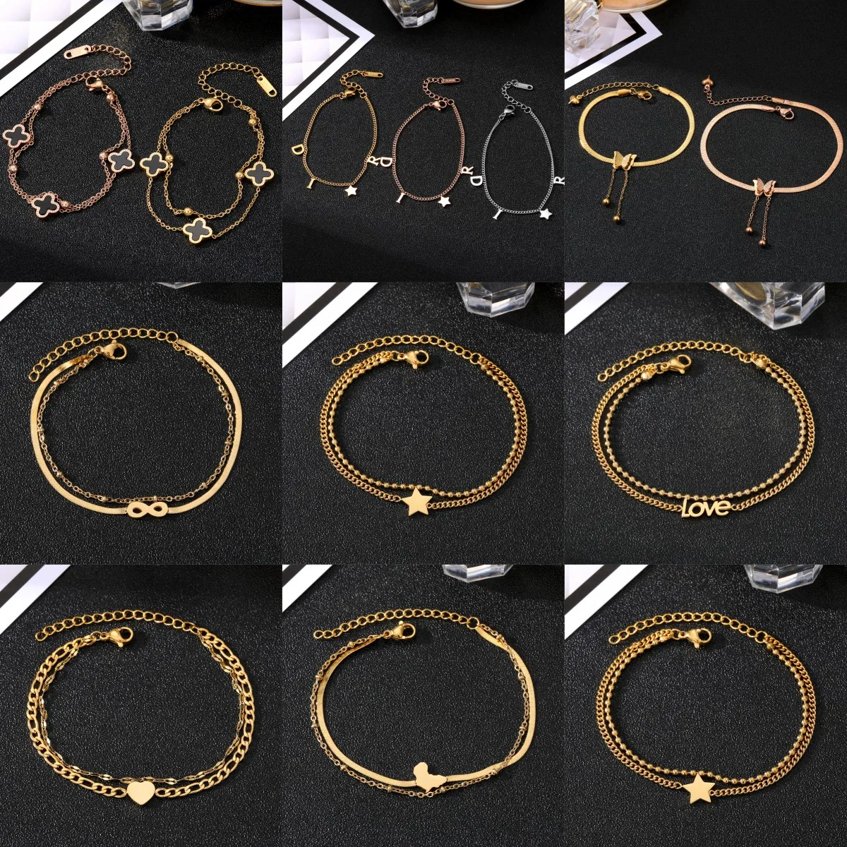 Hot Sell 18k Gold Plated Heart 316l Stainless Steel Ladies Diamond