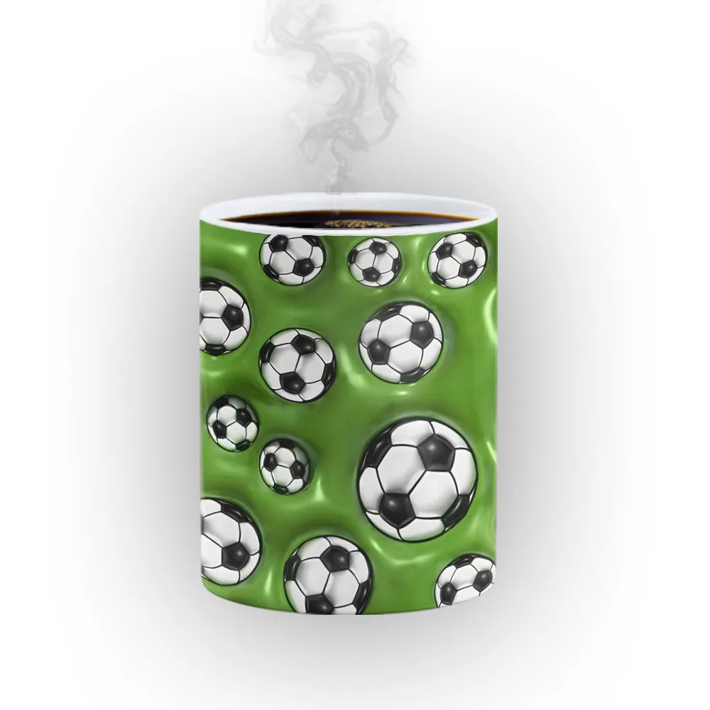 2026 FootballWorld Cross-border Bestseller 3D Football Pattern Color-changing Porcelain Thermosensitive Heat Resistant