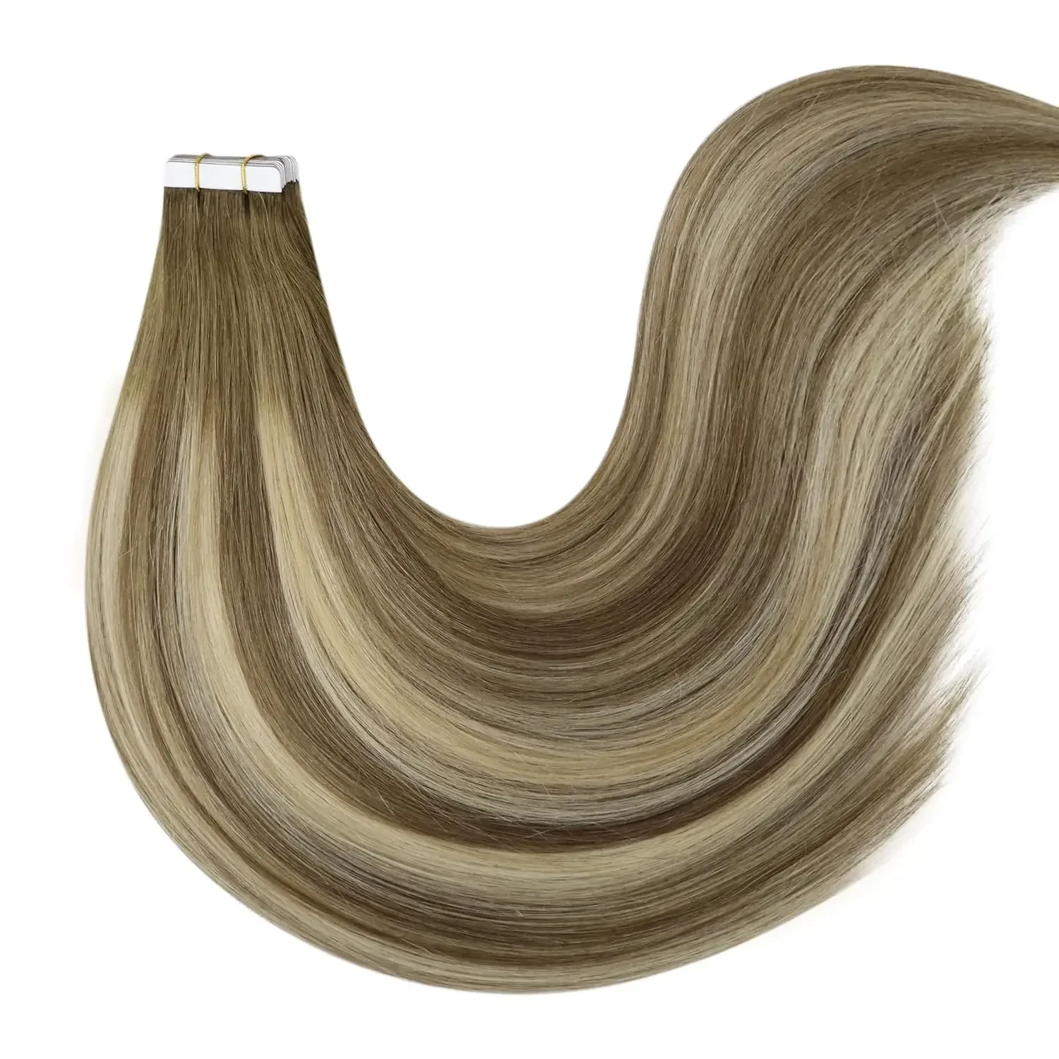 Laavoo Remy Tape in Hair Extensions 100% Real Brazilian Hair Straight Natural PU Skin Weft Tape in Hair 20Pcs_voghion.com