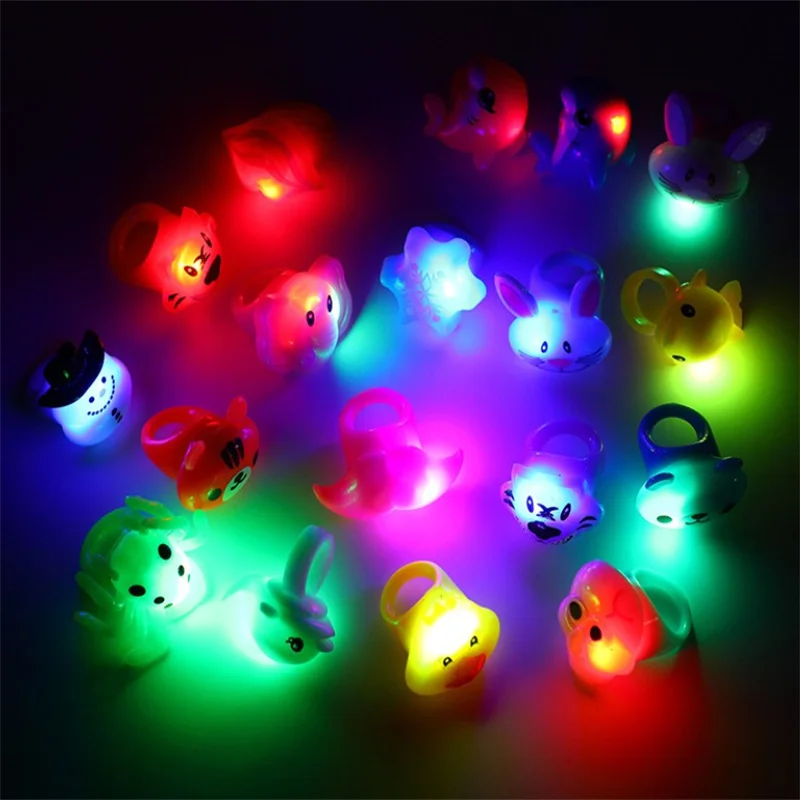 Different Shapes Soft Silicone Ring Flash Fluorescent Lamp LED Finger Jelly Rings Children Toys