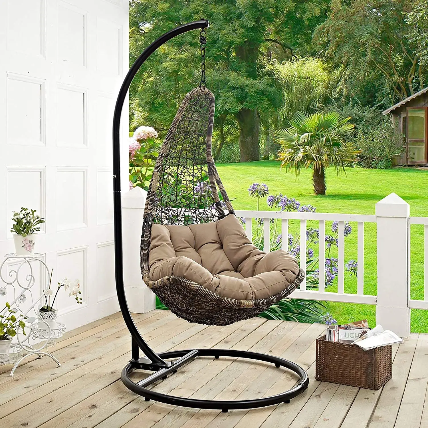 Wicker Swing Set Modern Outdoor Lounge Chairs for Gardens