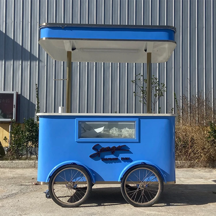 Ice Cream Kiosk Mobile Popsicle Stand Hand Push Food Cart - China Ice Cream  Cart, Italian Ice Cream Cart