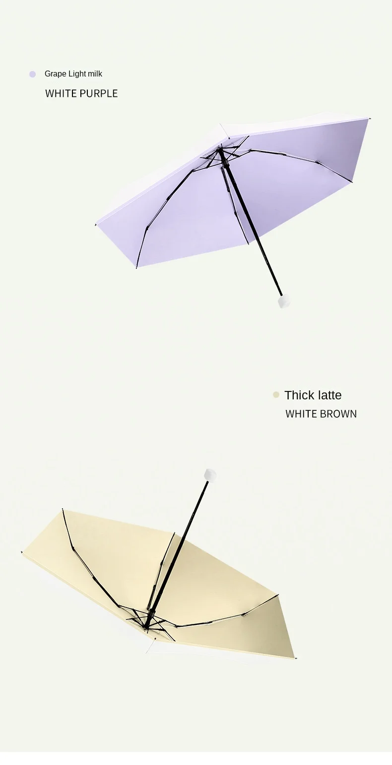 China Factory High Quality 6 Steel Ribs 6 Fold Silver Coated Umbrella Mini Small Size Umbrella