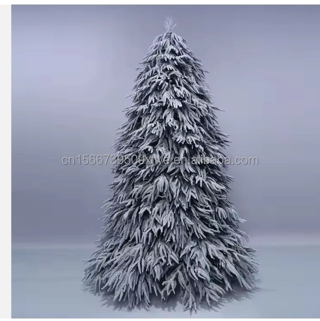 210cm Hot Sale White Heavy Snow Flock Christmas Tree Luxury Indoor Ornament with Cold White LED Lights for Home or Holiday Use factory