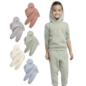 Professional Manufacturer Autumn Children Long Sleeves Organic Cotton Spandex 2 Piece Baby Clothing Set Kids Oversized Hoodie