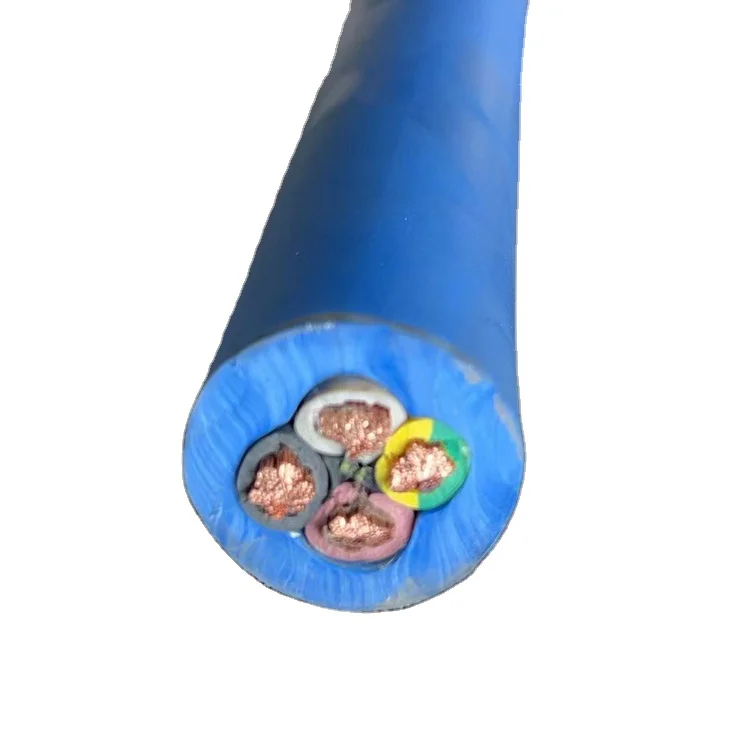 4 Core 4C 2.5mm 4mm 10mm 16mm 25mm Round Rubber Blue Electric Submersible Deep Well Pump Cable