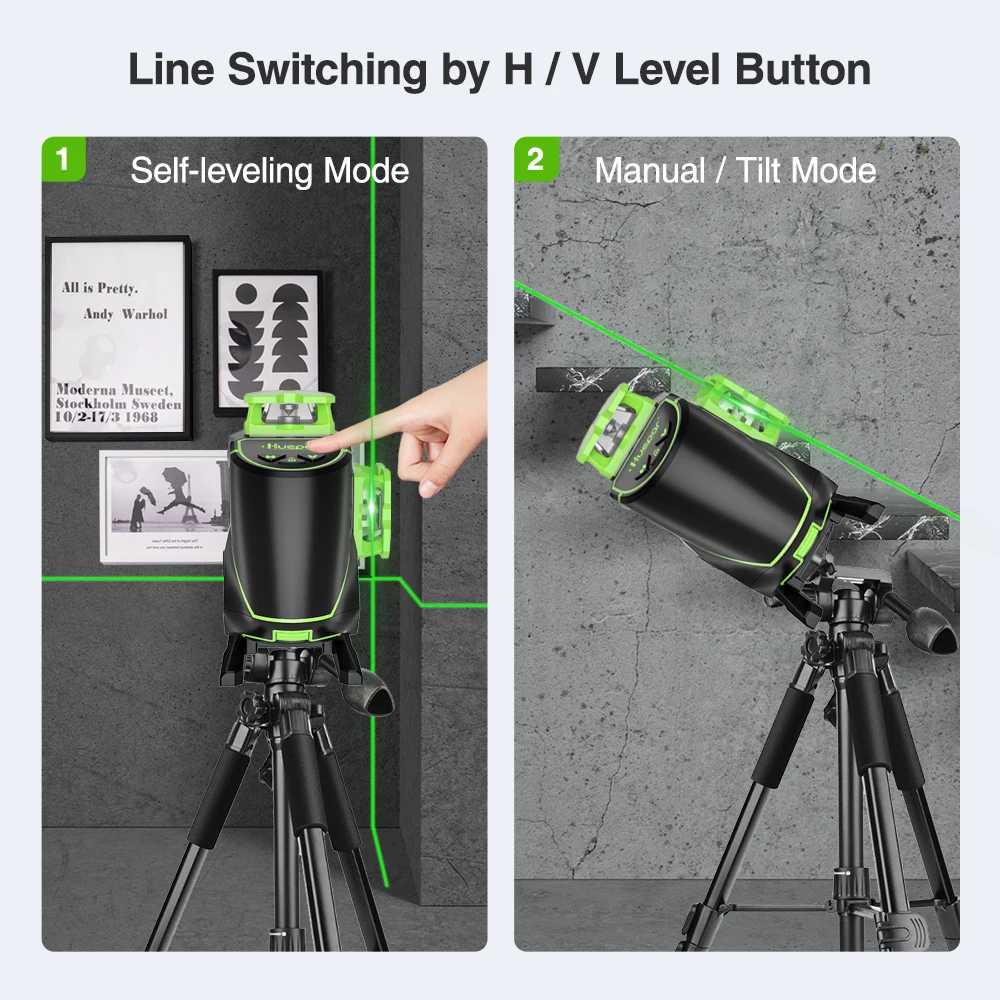 How to use the Self-leveling Mode and Manual/Tilt Mode of Huepar  S04CG/S04CG-L laser level 