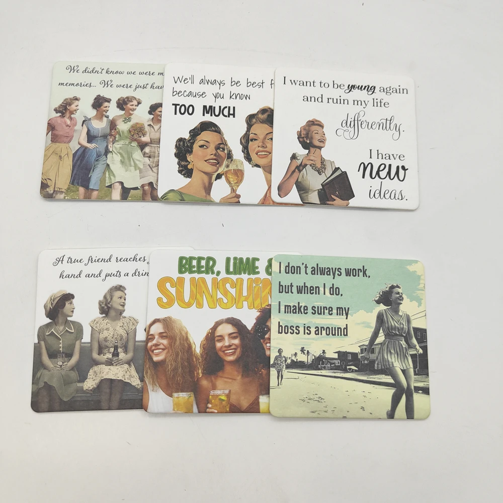 Wholesale Custom Cardboard Recycled Absorbent Paper Beer Square Drink Paper Mat Coasters