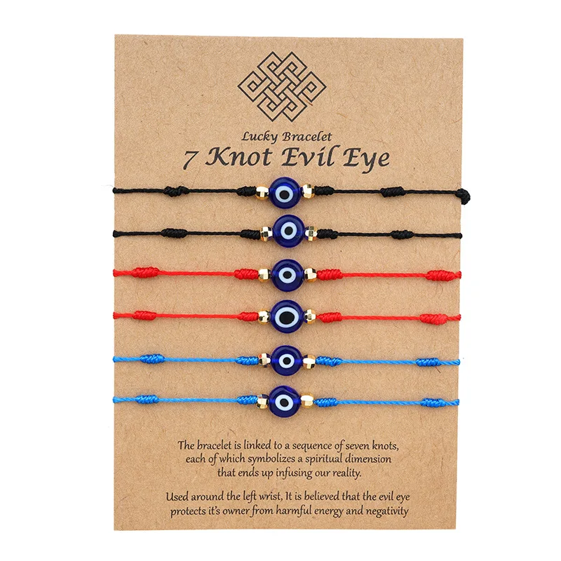 Turkish Evil Eye Bead Charm Knot Red String Set Bracelets