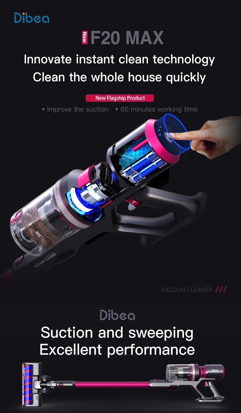 Dibea F20 MAX Cordless Stick Vacuum Cleaner 400W BLDC China Vacuum Supplier  25kpa Best Big Cyclone Vacuum Cleaner| Alibaba.com