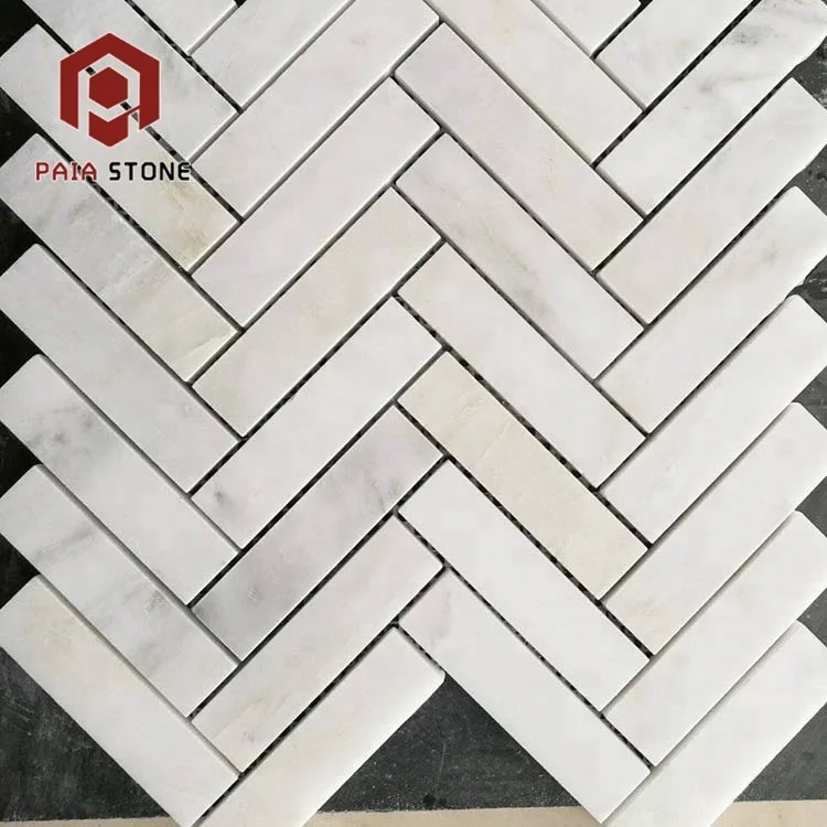 product cheap mosaic marble tile on sale herringbone crystal white marble mosaic tiles bathroom wall design-3