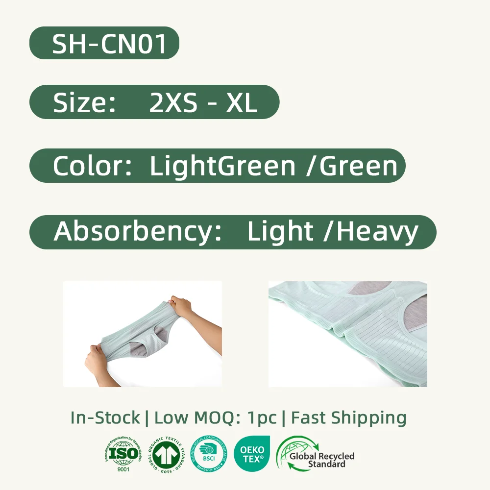 Shanhao OEM Customize Reusable Leakproof Panties for Girl Light Period Flow Panties Womens Modal Menstrual Period Panties