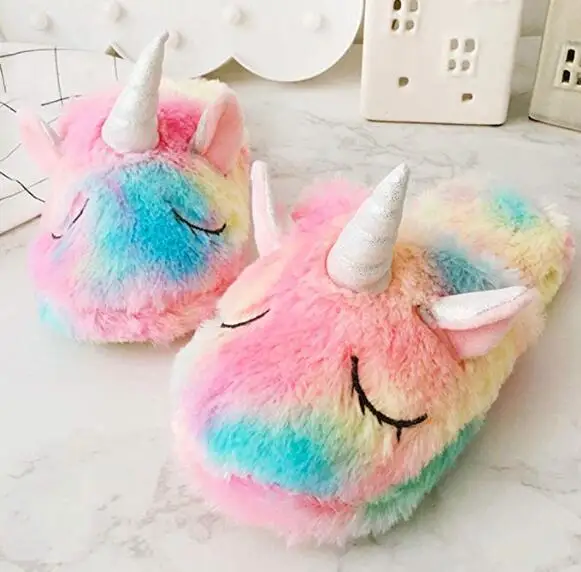 rainbow unicorn slippers