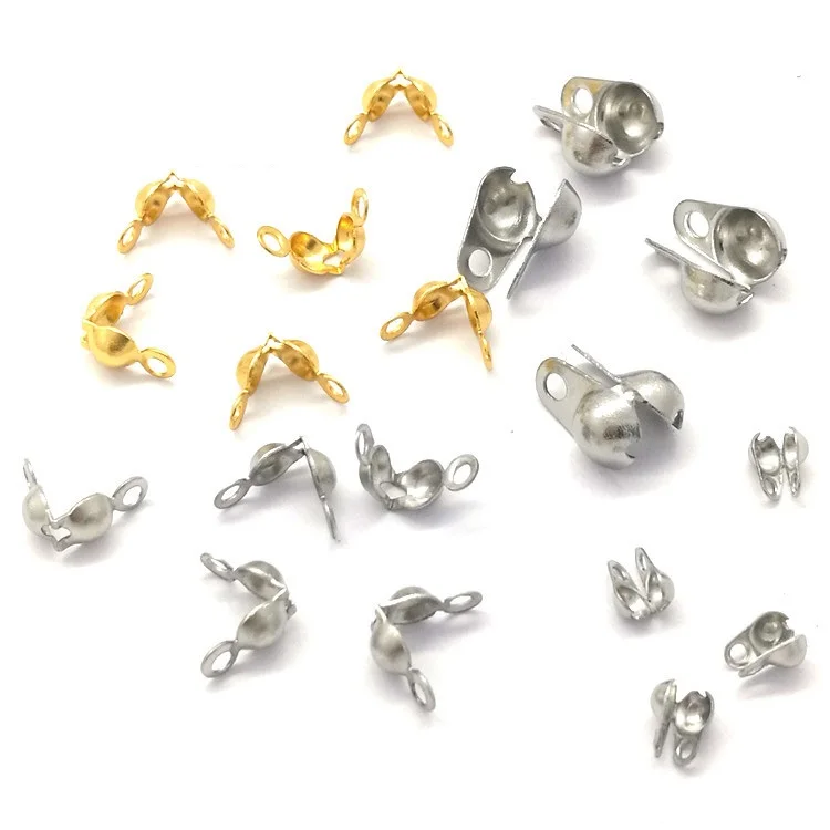 Stainless Steel Cord Ends Open Clamshell Crimp Bead Tips End Caps