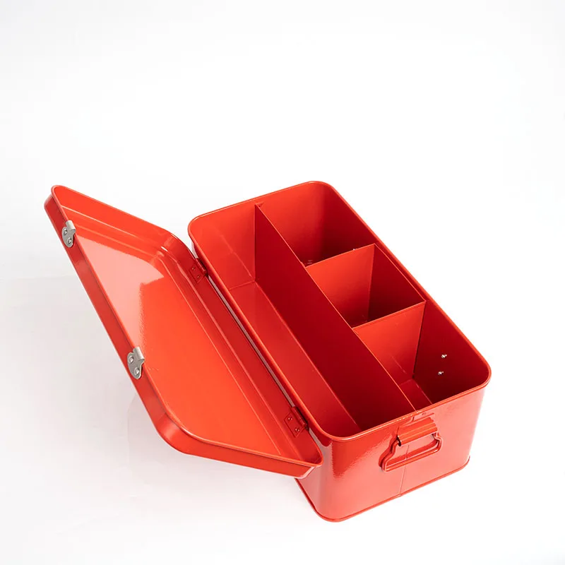 Red Medicine Storage Box Iron Storage Trunks Without Patterns Powder Coated Home Decor Home Storage Living Room Decor