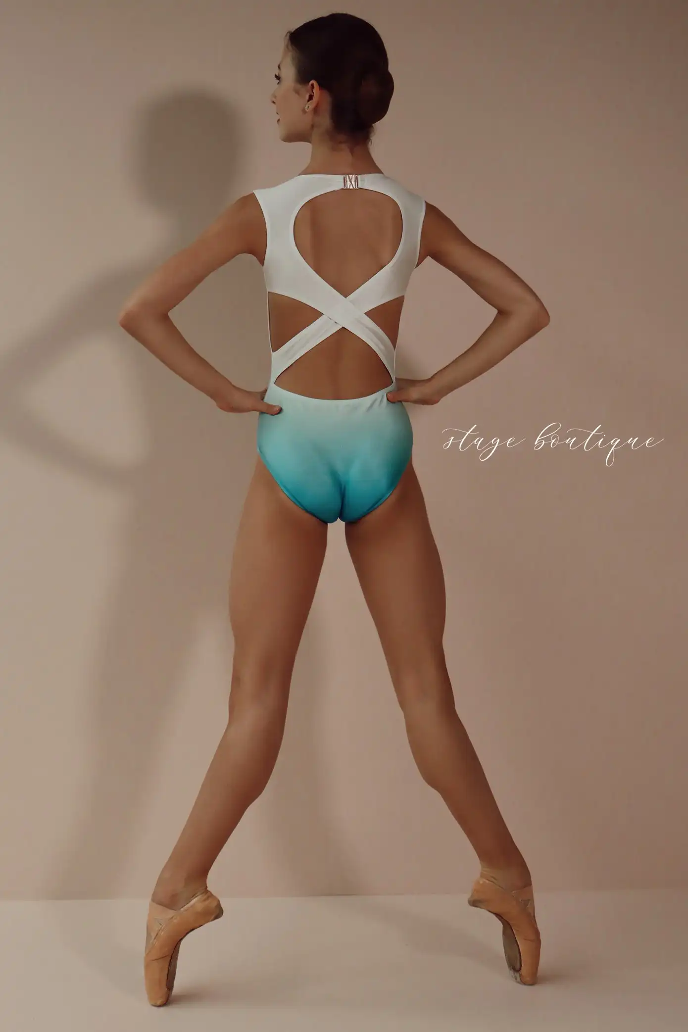 Factory New Design Pink and Green Gradient Color Girls Ballet  Leotard for Training and Performance