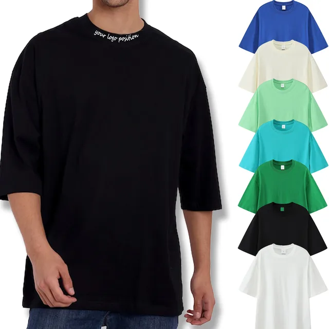 High quality Oversized 100% cotton Men Custom Logo plain t shirt drop shoulder Printing Custom  mens t-shirt
