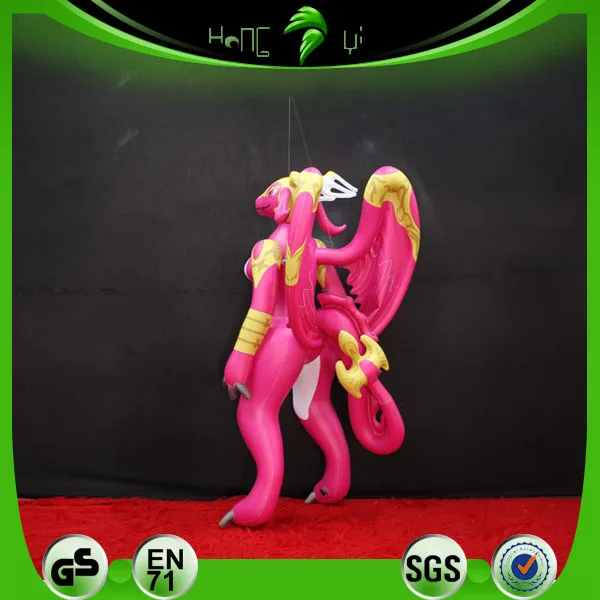 Hongyi Inflatable Standing Dragon Custom PVC Pink Dragon With Wing ...