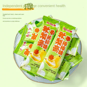 Bizan Autumn Pear Cream Lollipops Fruity Flavored Healthy Snacks for Children Coated Candy with Nutritious Bag Packaging
