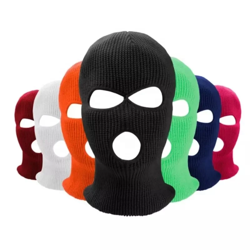 Custom Logo Winter Embroidery Unisex Full Face Ski Mask Cover 3 Hole