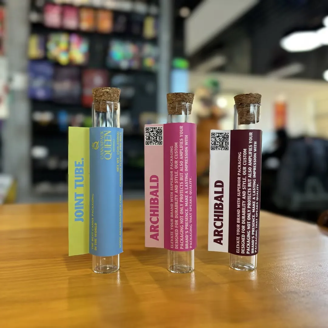 Personalized Clear Test Tube Packaging Flat Bottom Glass Tubes Glass Pre Roll Packaging 116mm Cylinder Cigar Tube With Wood Cork