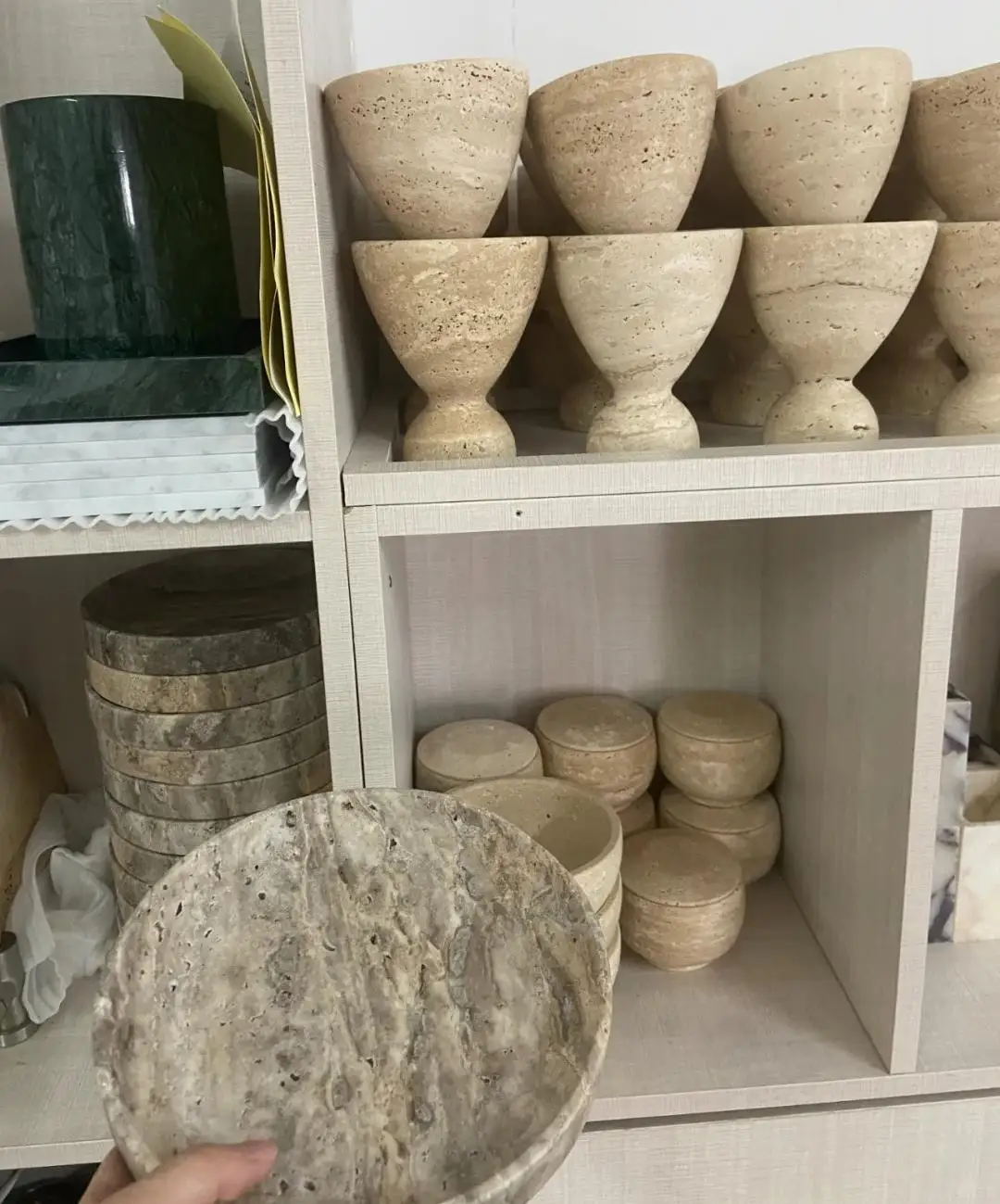 product customizable modern design natural marble stone travertine crafts for villas apartments interior decoration travertine tray-7