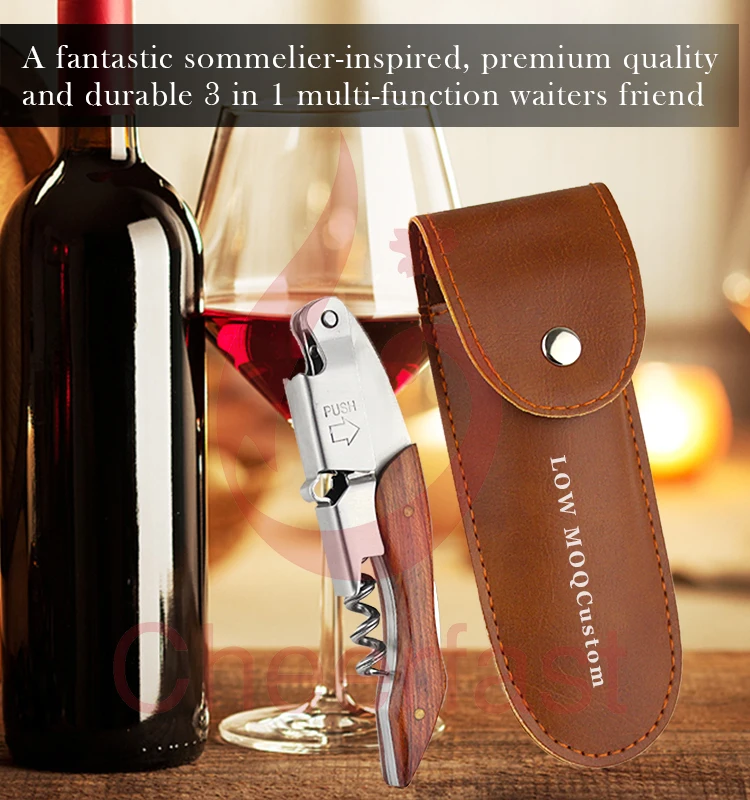 Wholesale Wood Handle Double Hinged Waiter's Corkscrew Rosewood Red