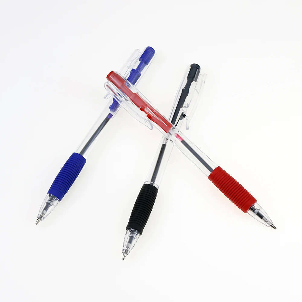BECOL Promotional Simple Cheap Ballpoint Pen 0.7mm Black Red Black Ink Pen Custom Logo Plastic Ball Pen for Office
