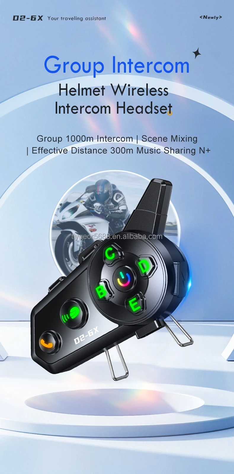 product tiypeor motorcycle intercom helmet wireless headset headphone 6 riders 1000m communicator waterproof music share interphone-2