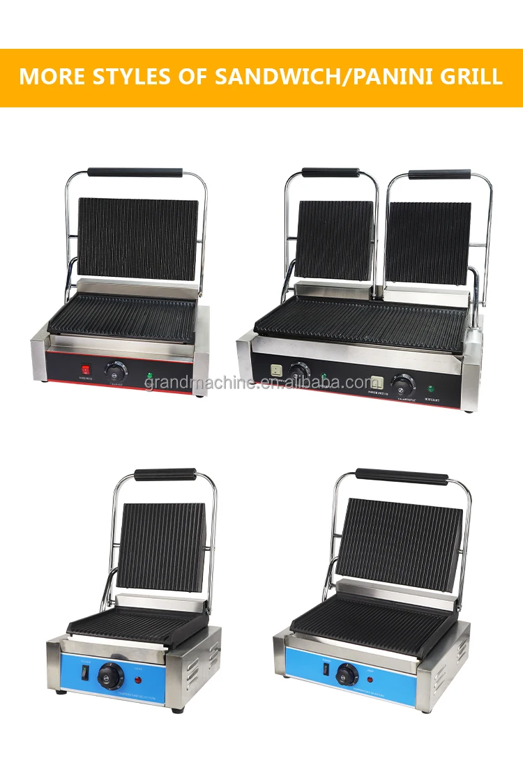 Commercial Equipment Electric Stainless Steel  Sandwich Press Panini Grill Single Head Panini Grill Plate supplier