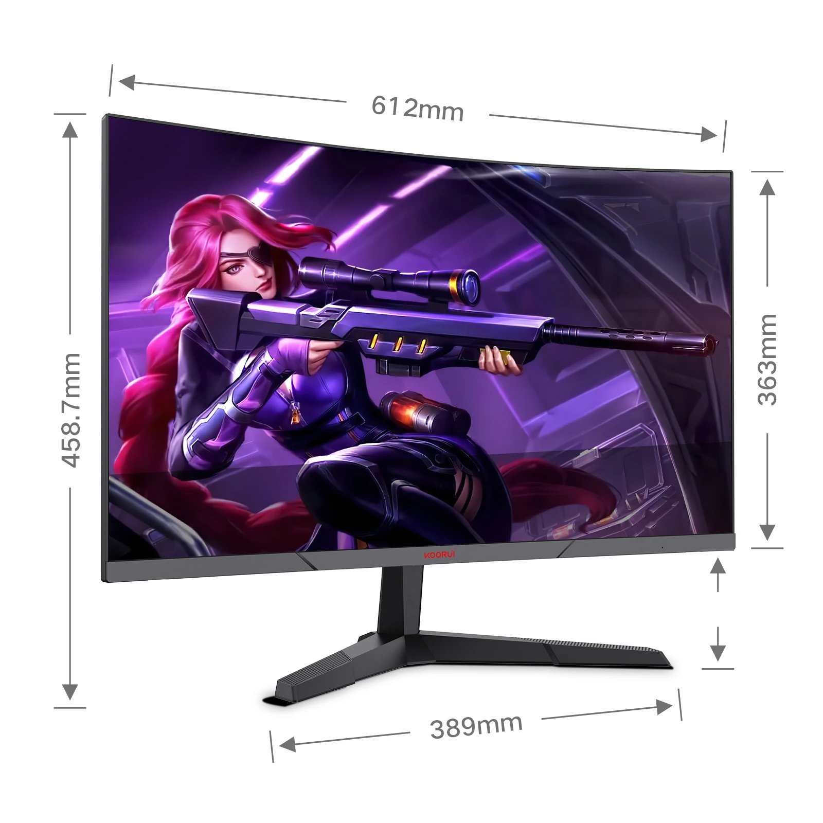 KOORUI 27インチ モニター 2560×1440/VA/144Hz/1ms KOORUI 27 Inch Curved QHD Monitor, VA Fast Gaming Monitor