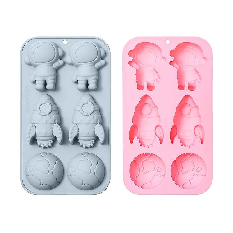 Food-grade Silicone Space-themed Mold, Astronaut, Rocket, Earth Shapes, Chocolate Cake DIY Baking Tool