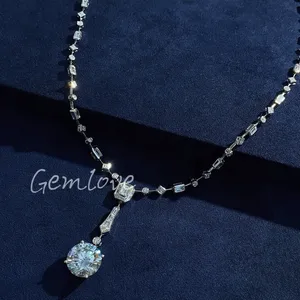 18K gold elegant ladies' diamond necklace, prong setting, IGI certified laboratory 10 carat diamond, wedding anniversary gift