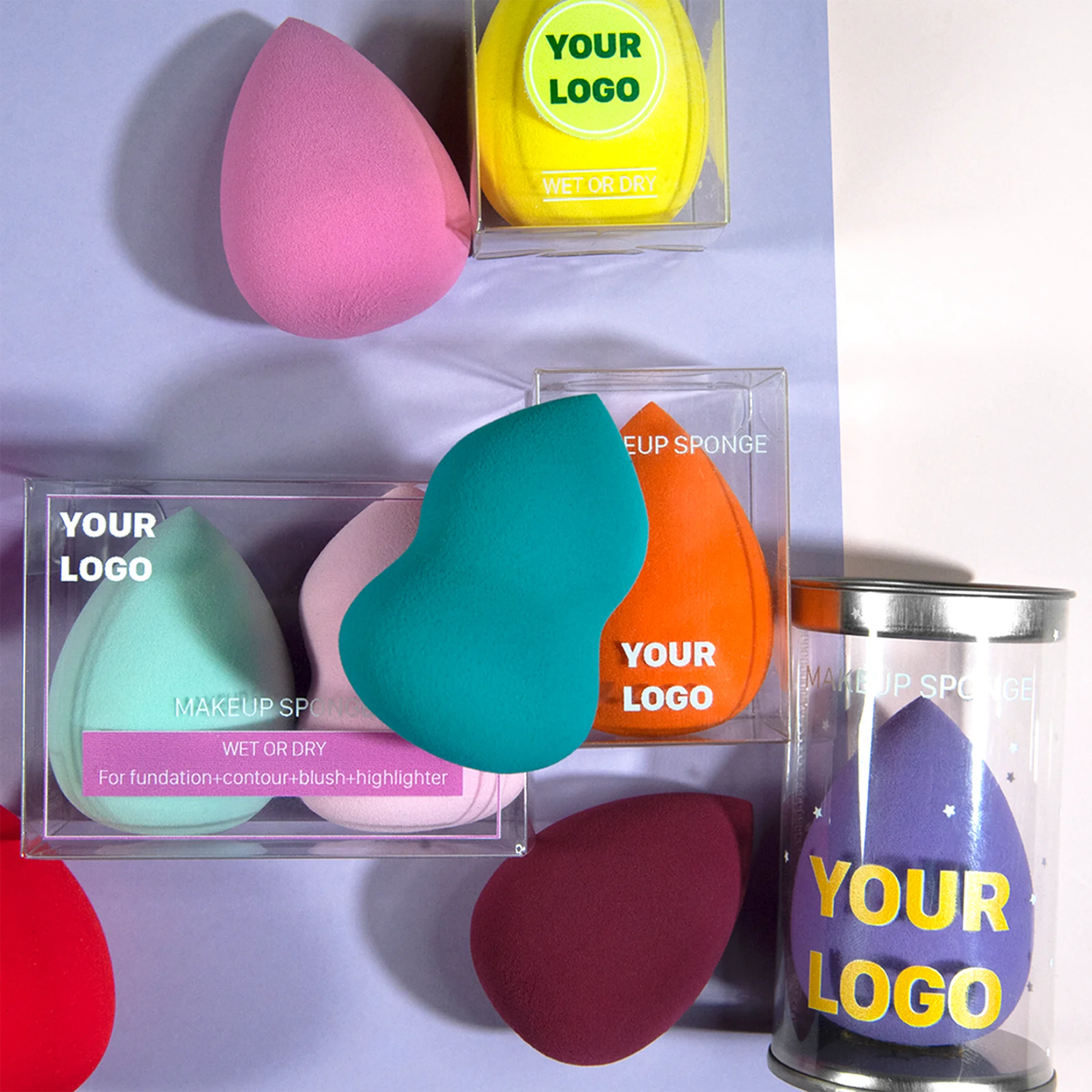 Низкий минимальный объем заказа от частной марки изготовленным на заказ логосом косметический спонж для макияжа набор в коробке макияж губки/основная губка